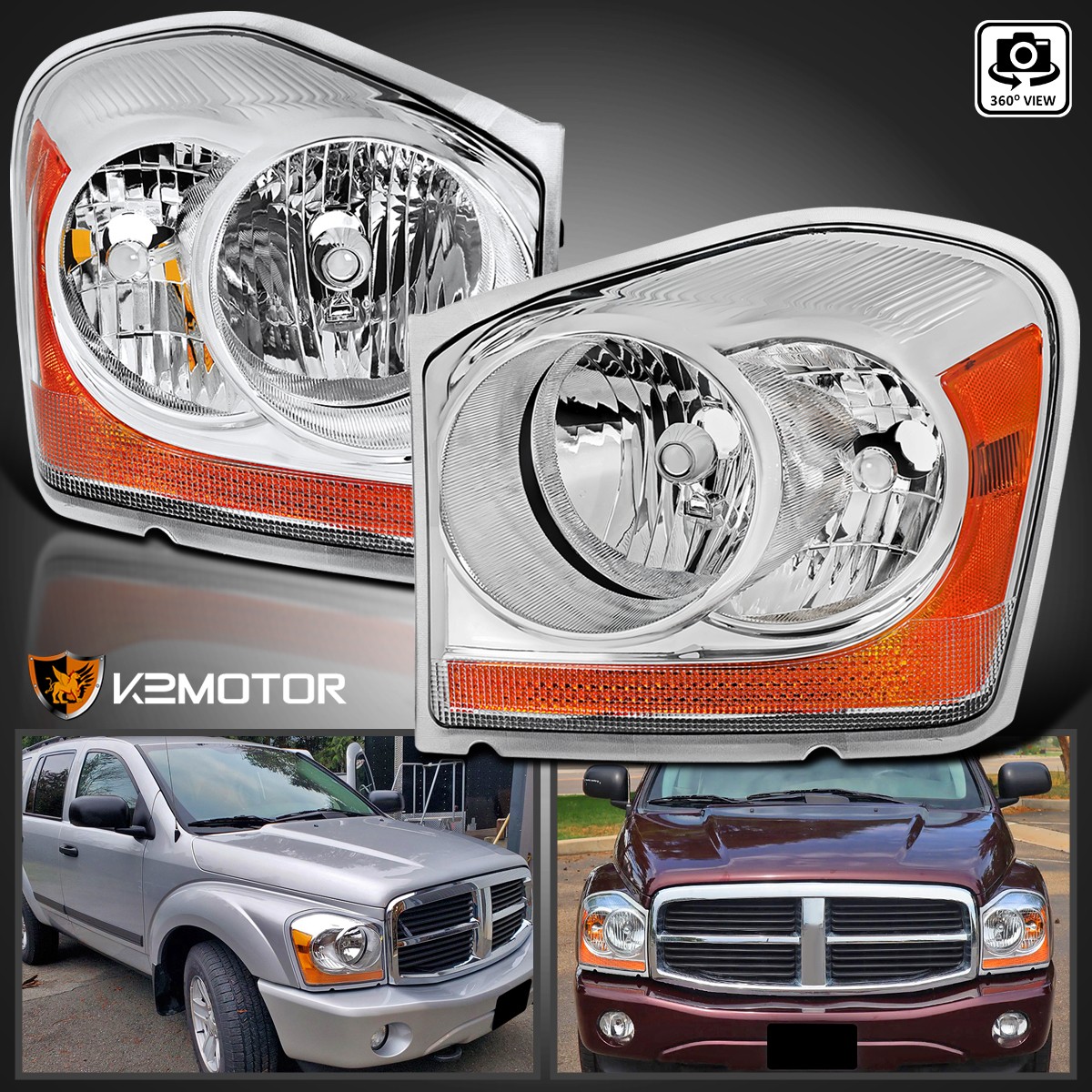 Fits 2004-2006 Dodge Durango Replacement Headlights Head Lamps Left+Right 04-06 Fits 2004-2006 Dodge Durango Replacement Headlights Head Lamps Left+Right 04-06