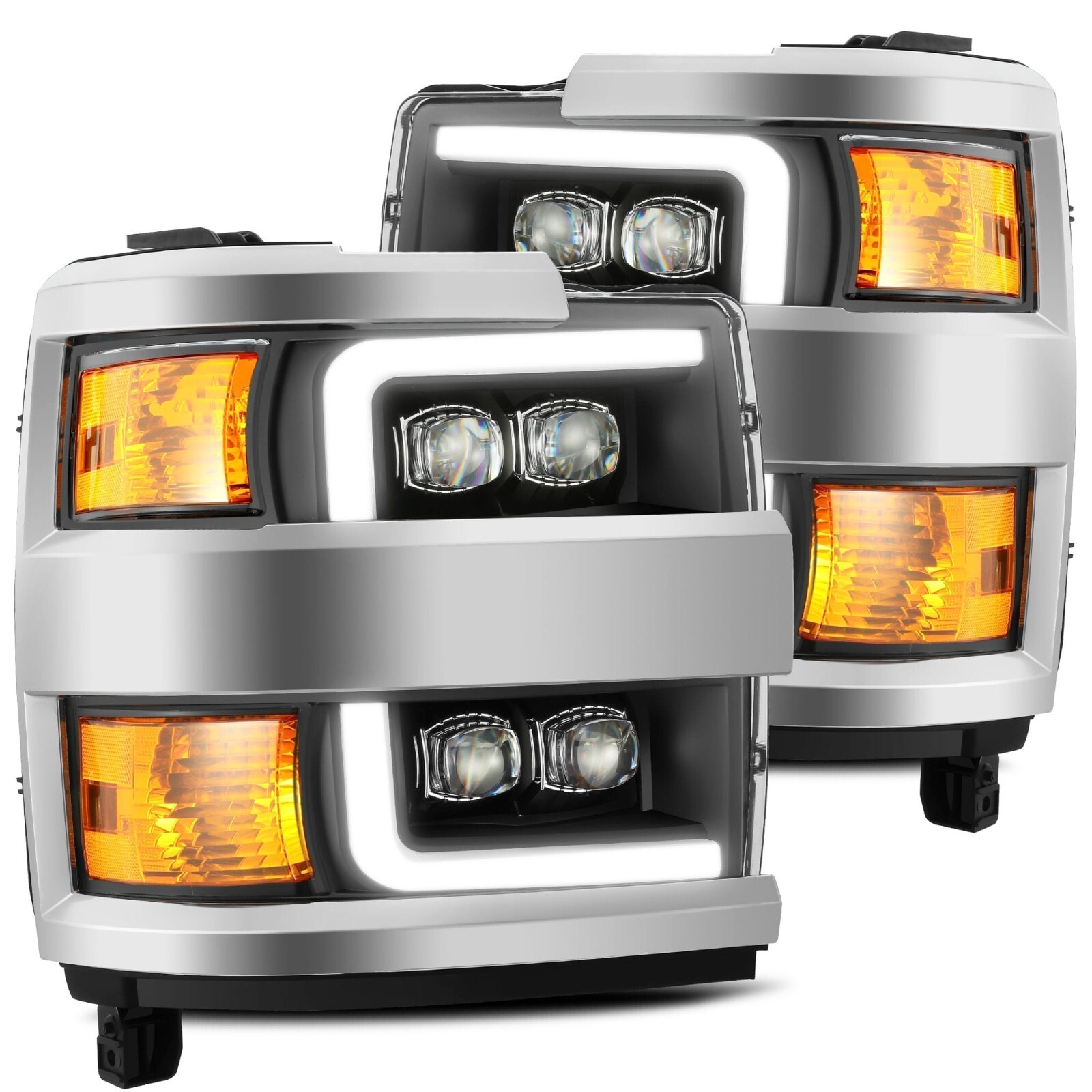 For 15-19 Chevrolet Silverado 2500 3500 AlphaRex Nova Black LED Headlights Lamps For 15-19 Chevrolet Silverado 2500 3500 AlphaRex Nova Black LED Headlights Lamps