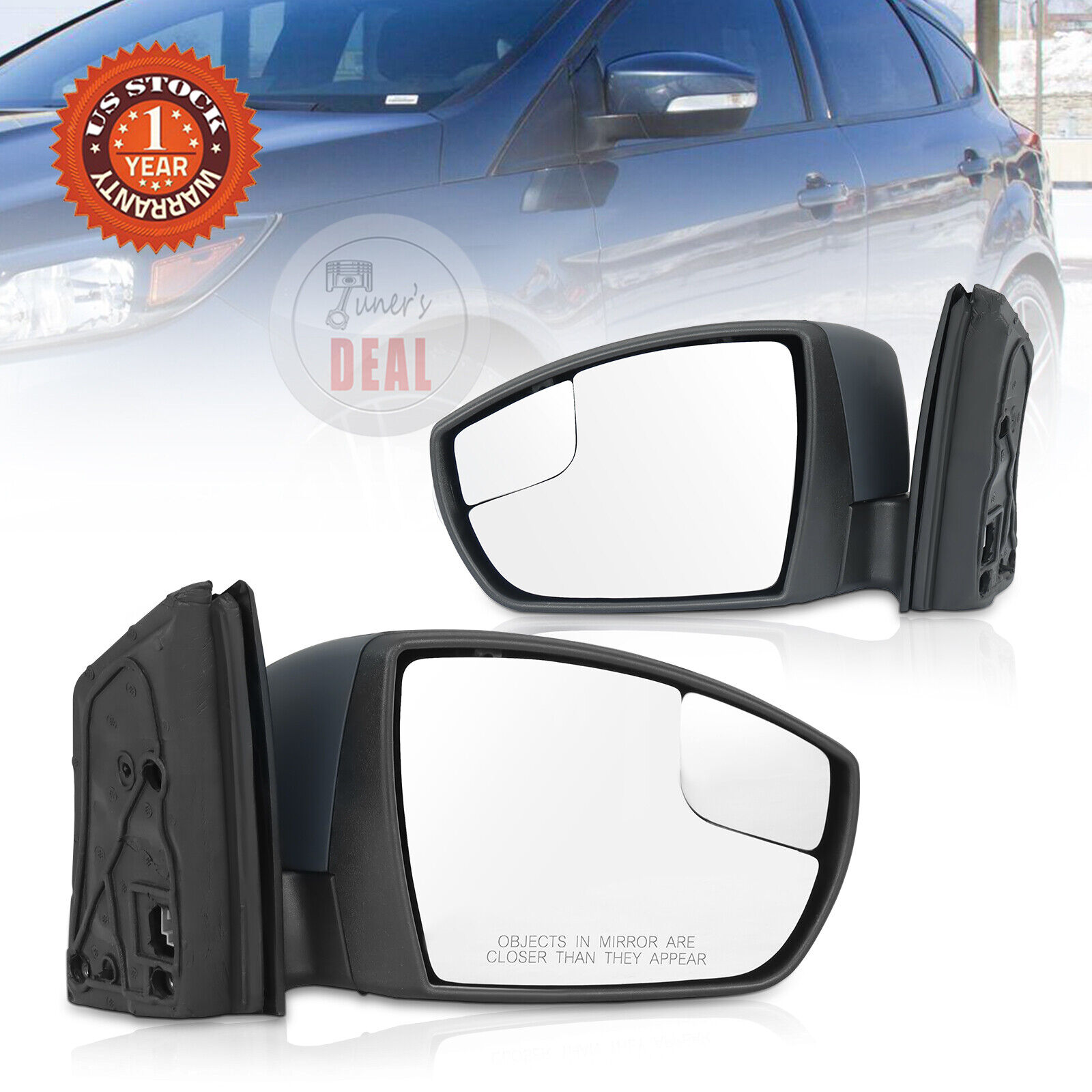 For 2015-2018 Ford Focus Passenger Driver Side View Mirror W/ Light Hand 2PCS