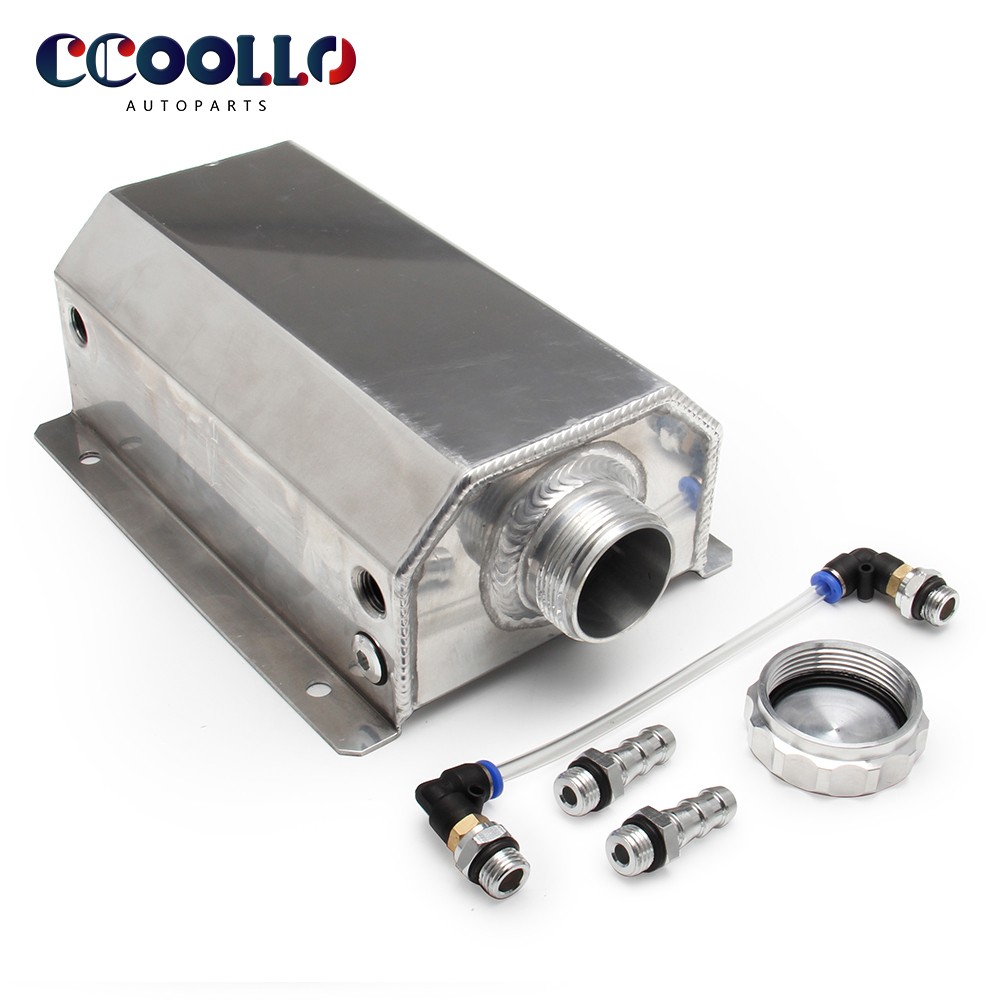 Universal 2L Radiator Coolant Overflow Expansion Water Tank Silver Aluminum
