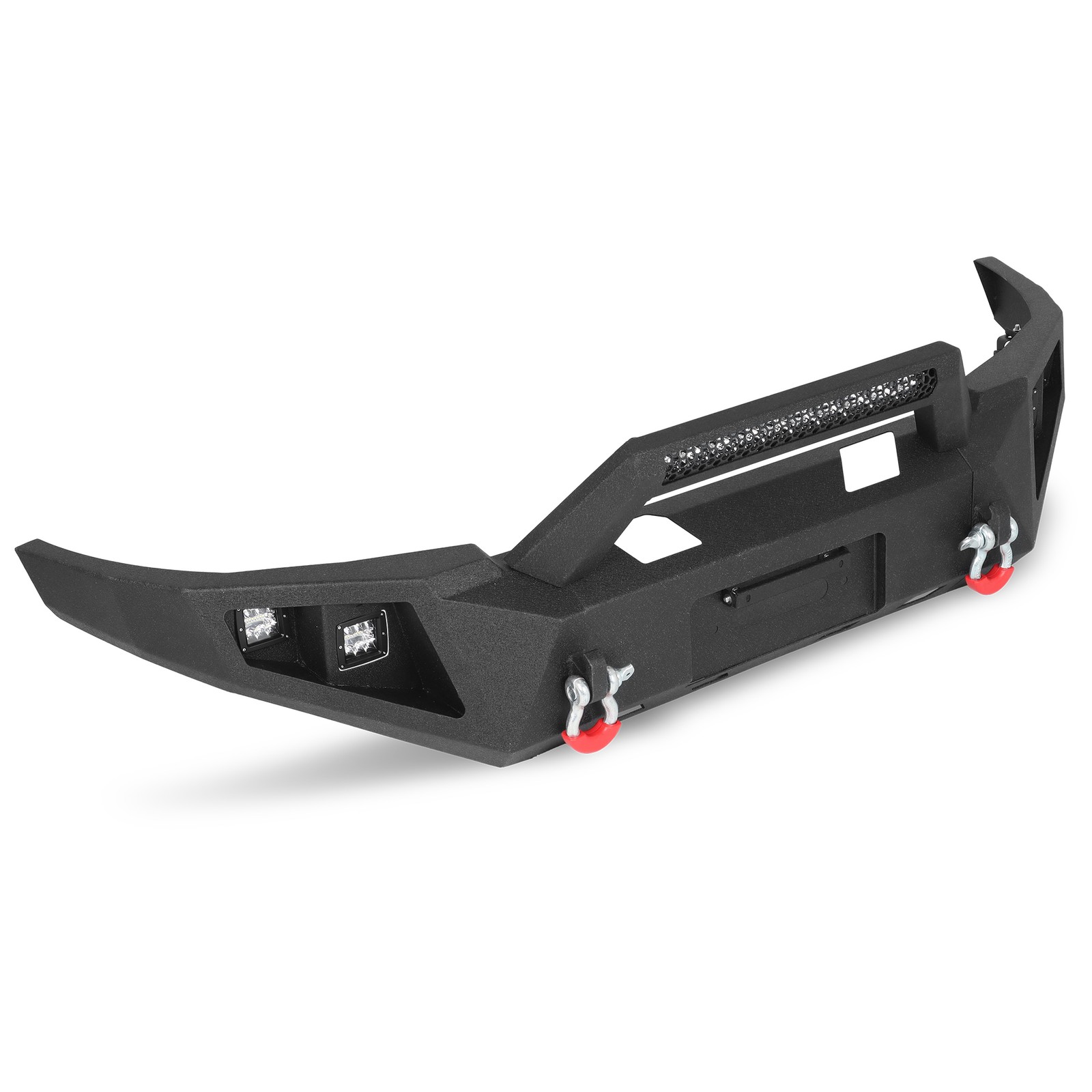 For 2005-2015 Toyota Tacoma Steel Front Bumper W/LED Lights Winch Plate D-Rings