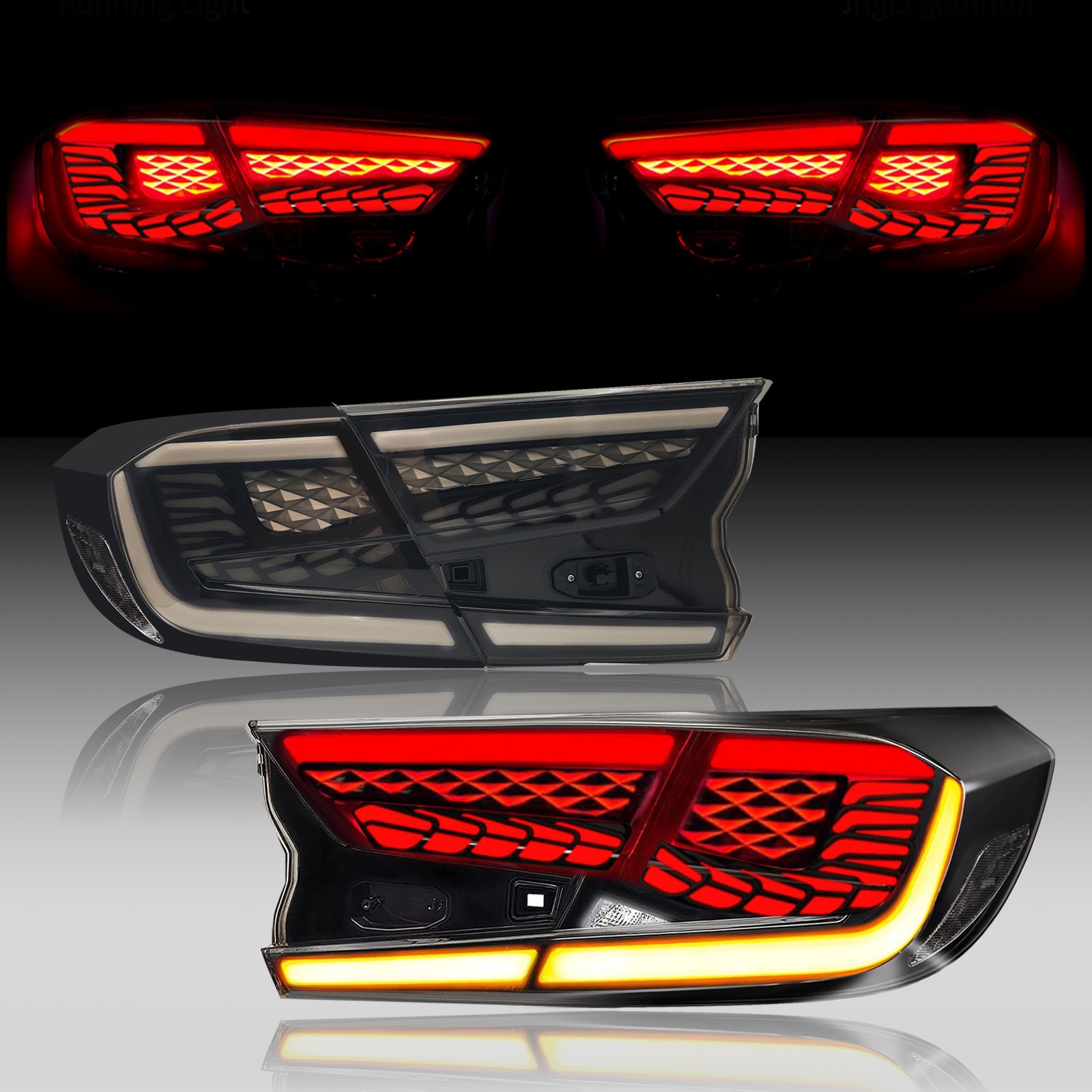 For Honda Accord 10Th Gen 2018-2023 LED Tail Lights Sequential Rear Lamps Black
