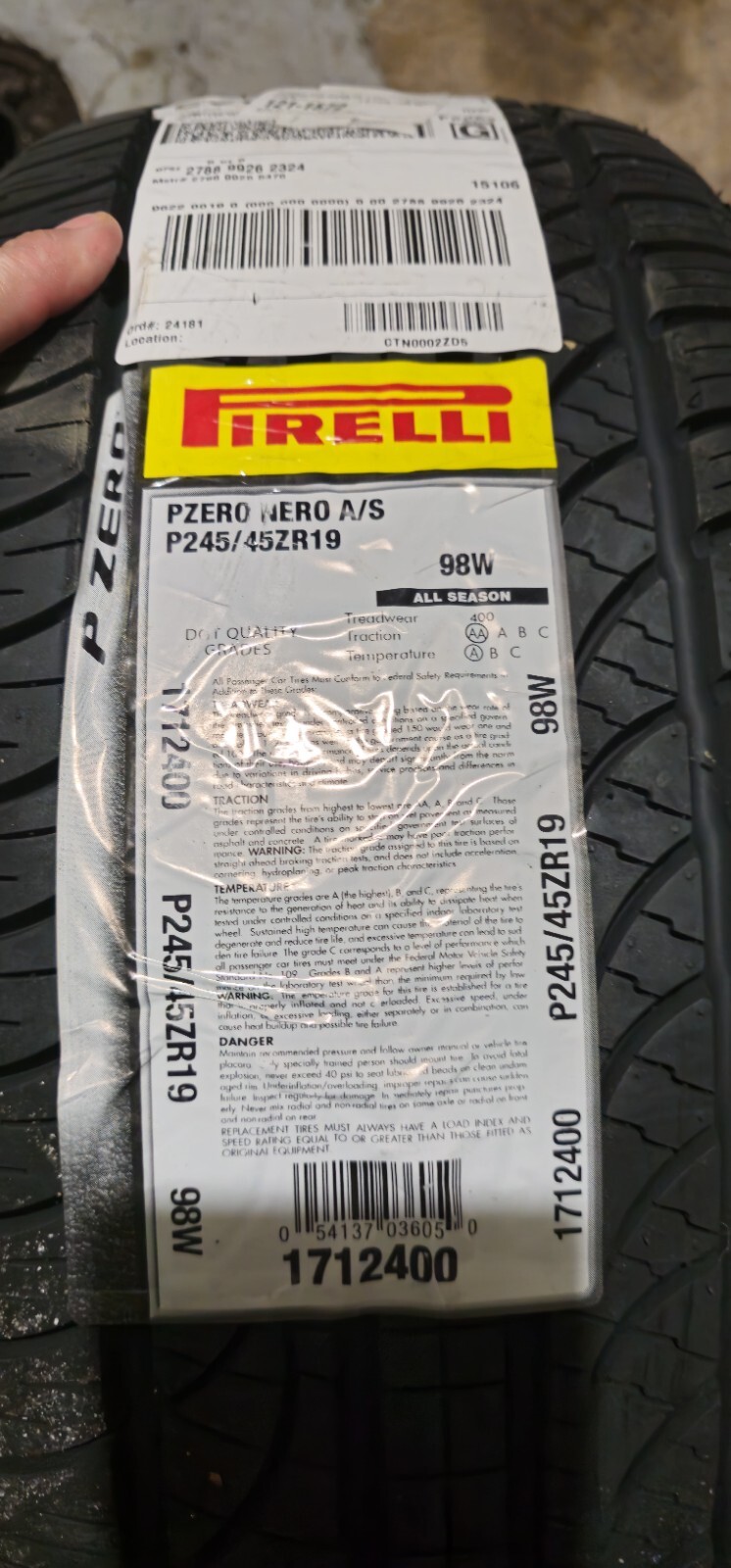 Pirelli PZero Nero All Season 245/45ZR19 Tire