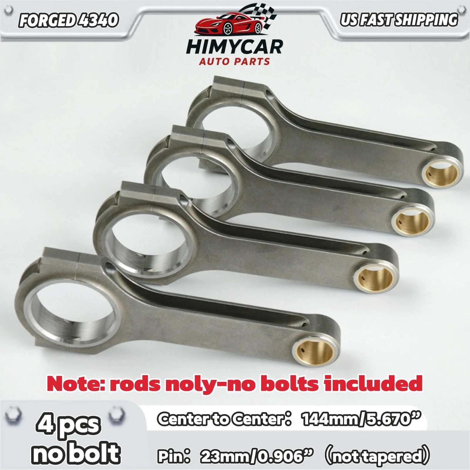 Forged 4340 H-beam Connecting Rods for Audi VW EA888 2.0L TSI 144mm 23mm