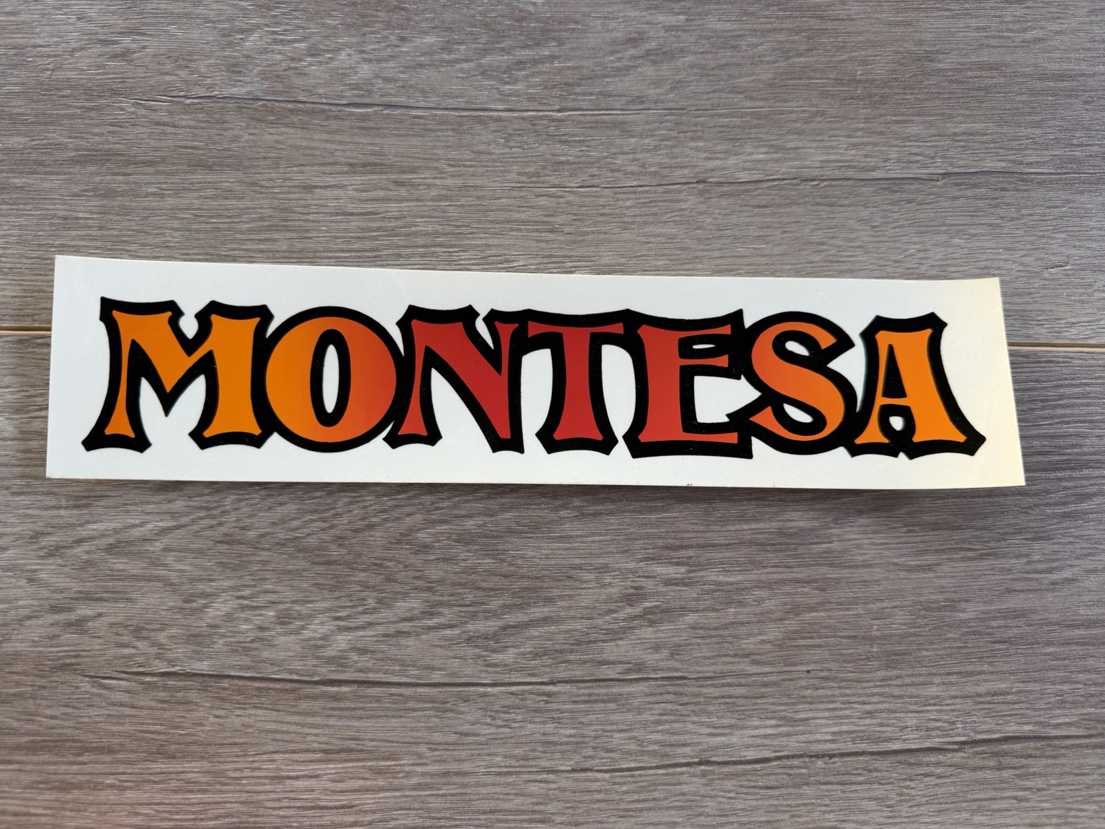Vintage Montesa Motorcycle MX Motocross Orange Red Decal Bumper Sticker 70s NOS