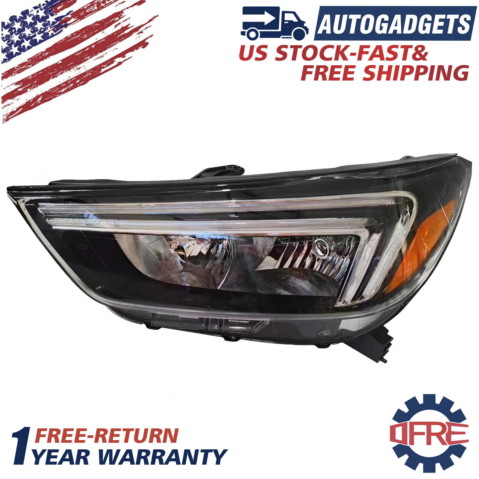LED DRL Halogen Headlight Driver Side For 2017-2022 Buick Encore 42698957