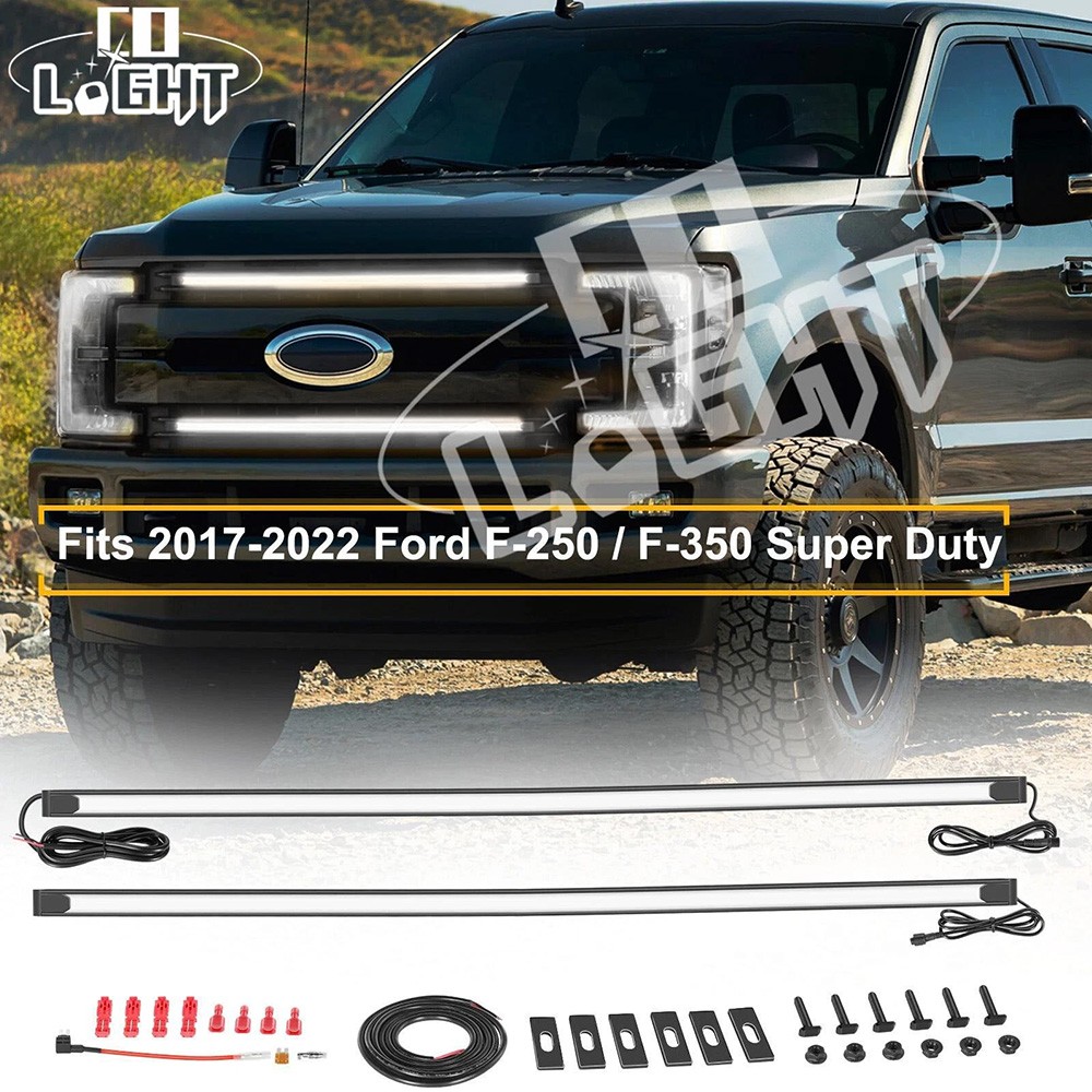 2x For 2017-2022 Ford Super Duty F250 F350 LED Grill Accent Lights Bar DRL 6000K