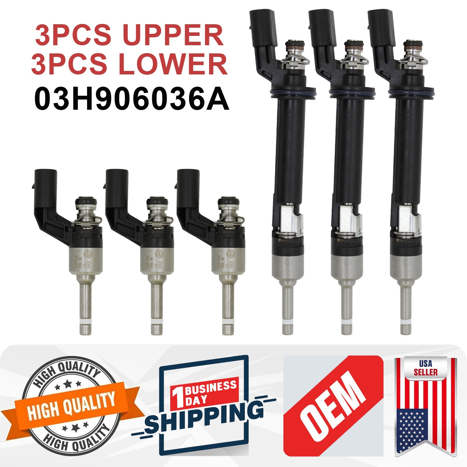 A set of 6 Fuel Injectors 03H906036A For Audi Q7 VW Volkswagen CC Passat 3.6L US