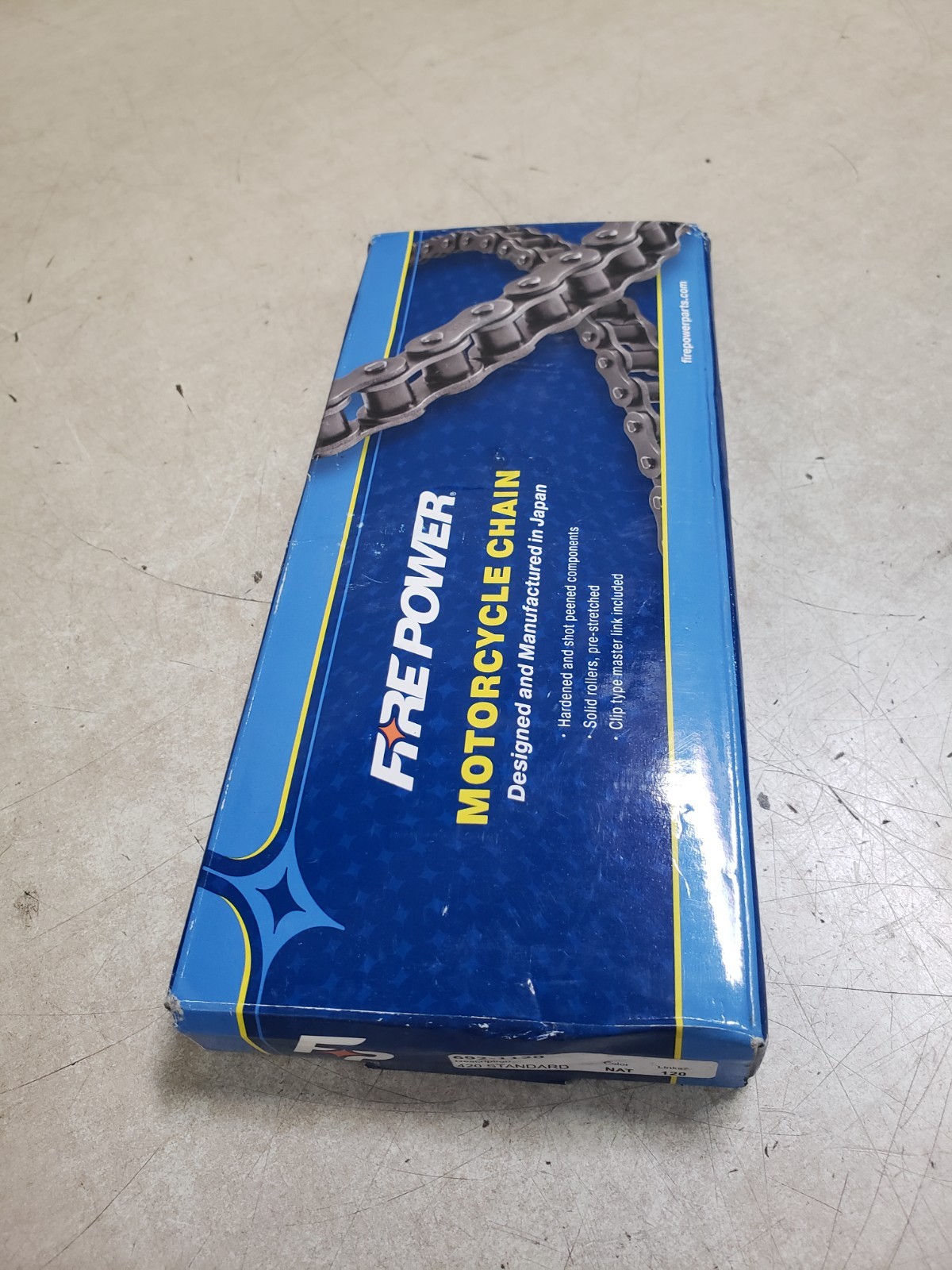Fire Power 692-1120 Standard Motorcycle Chain, Natural 420 Pitch 120 Links