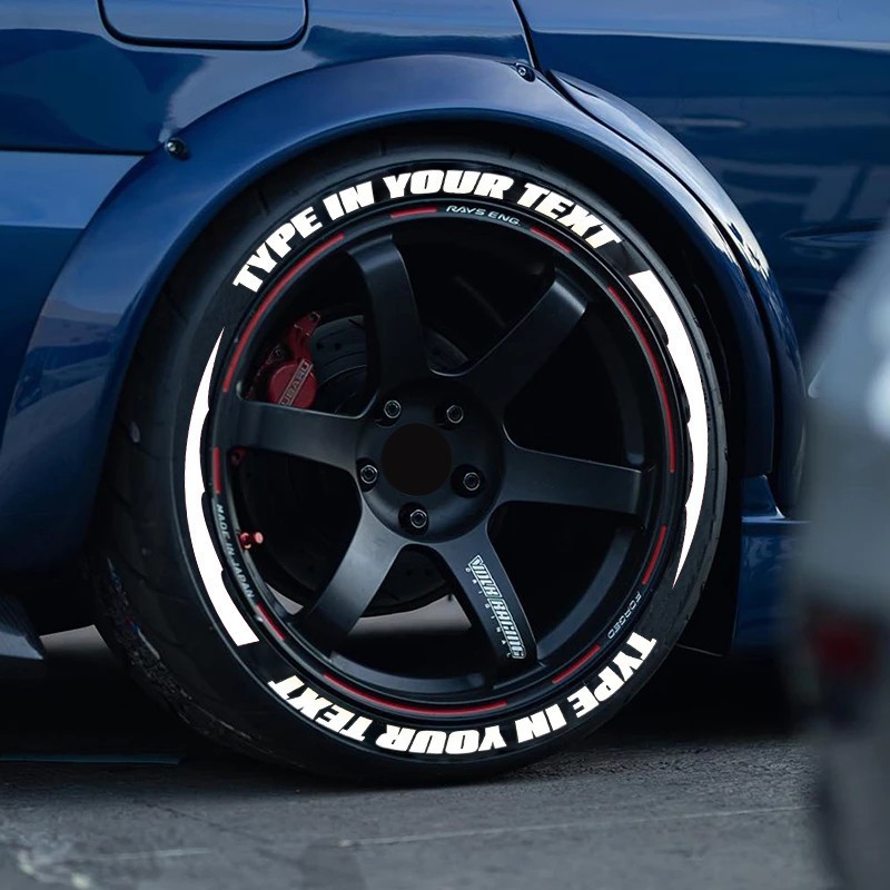 8 Sets White Tire Decal CUSTOM TEXT Tire Lettering Stickers 1.06