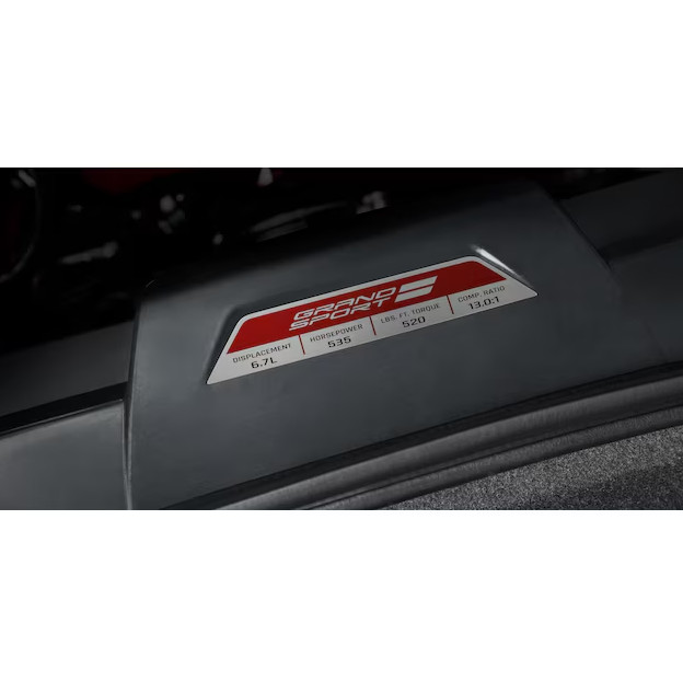 2027 Chevrolet Corvette Engine Specification Plaque Grand Sport Package Model GM