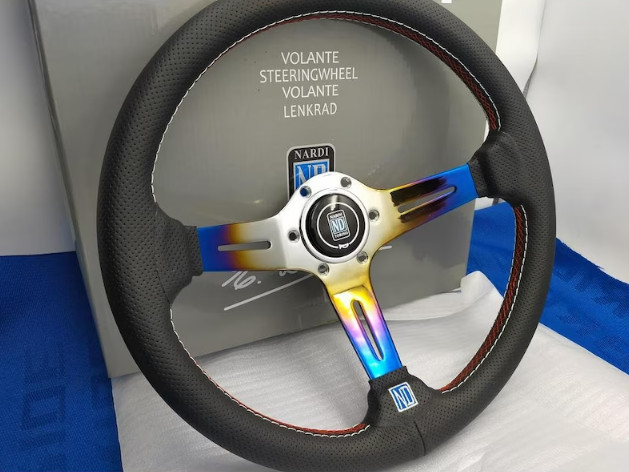 Nardi Torino Leather Titanium Blue Rainbow Style Sport steering Wheel Fast Ship