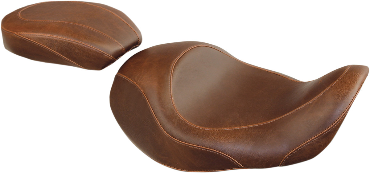 Mustang Forward Wide Tripper Solo Seat Plain Brown Harley Dyna 06-17 76708