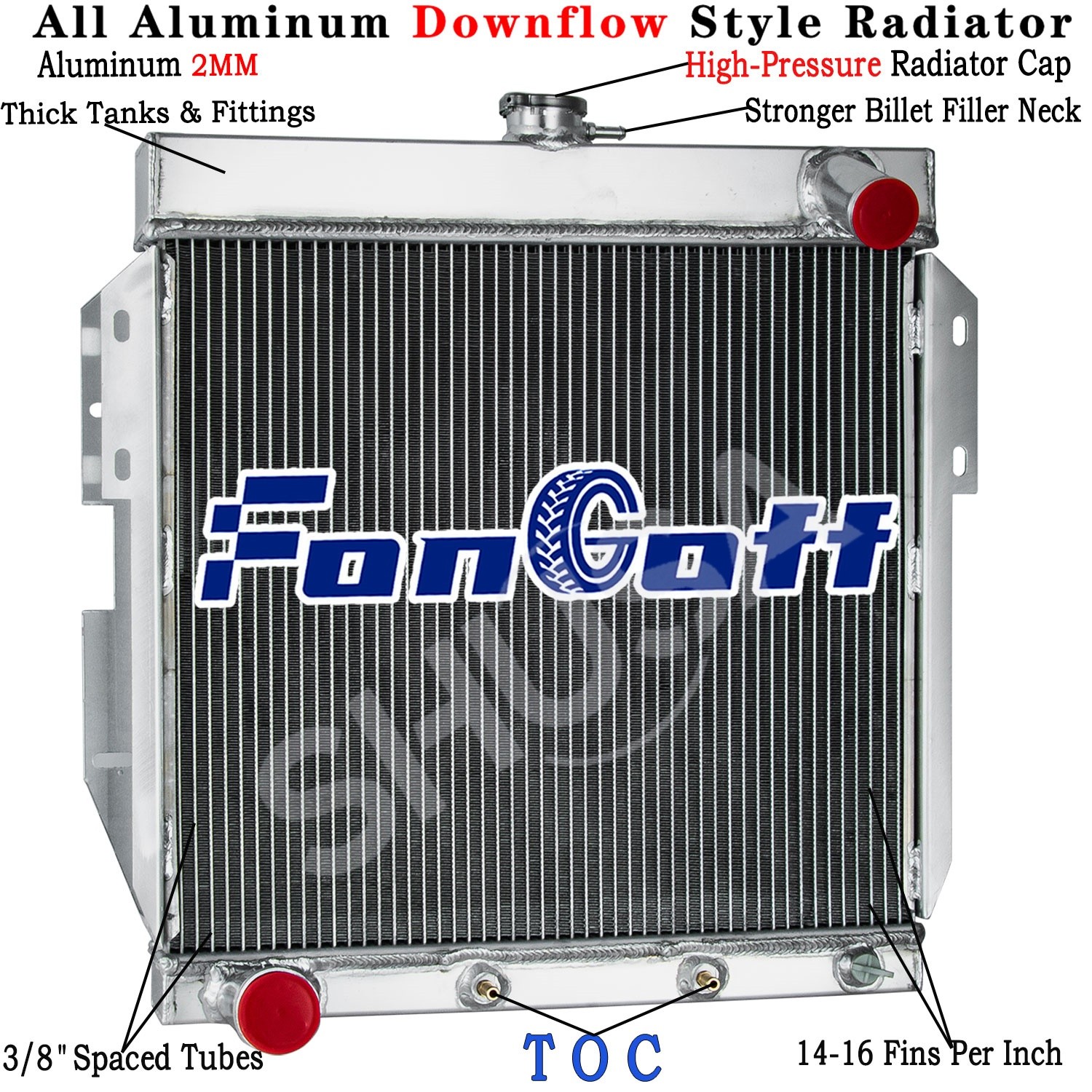 4 Row Aluminum Radiator Fit 1955-1957 Ford Thunderbird Base 4.4L 4.8L 5.1L V8