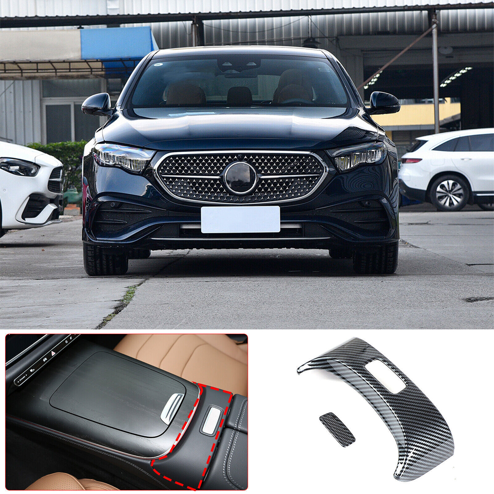 ABS Carbon Fiber Center Console Armrest Switch Frame For Benz E-Class 2024