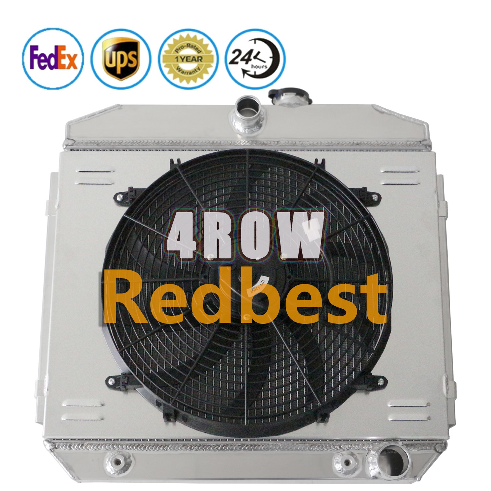 Alu Radiator 4 Row Shroud Fan For 1955-1957 1956 Chevy Block V8 Bel Air 150 210