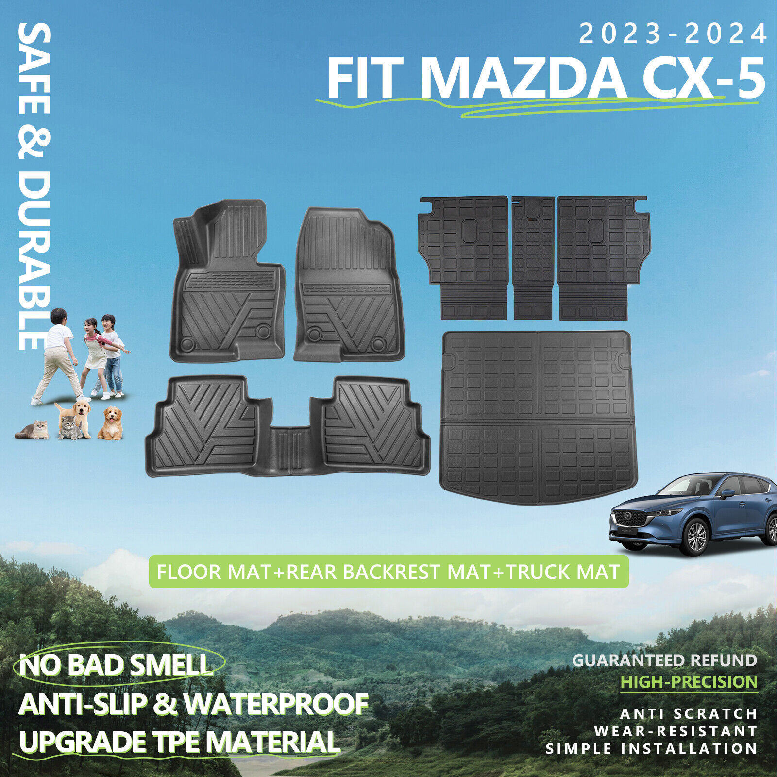 For 2023-2024 Mazda CX-5 Floor Mats Cargo Mats Backrest Mats Trunk Liners
