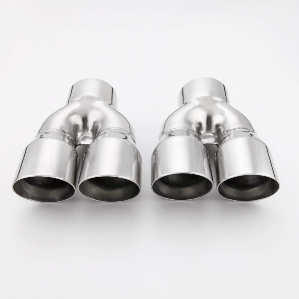 Pair 3 inch inlet Quad 3 inch out Dual Wall Round Stainless Steel Exhaust Tips