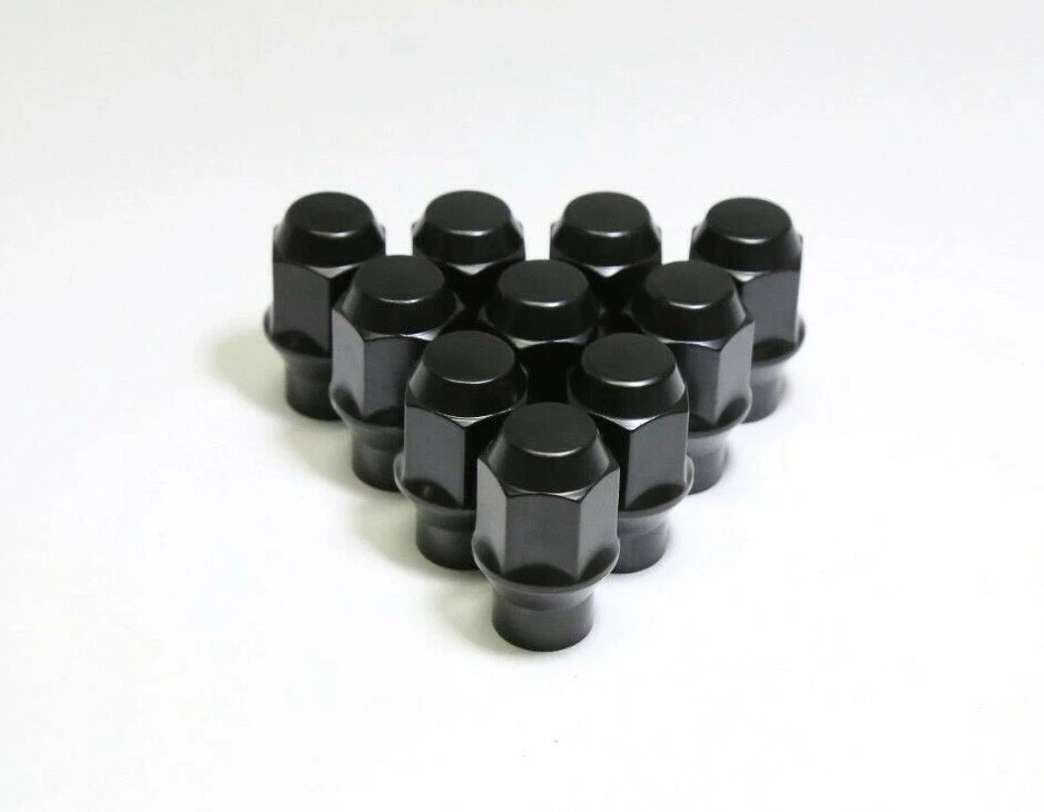 24Pc 12x1.5 Black Extended Thread Bulge Acorn Lug Nuts ET Tapered Conical Seat