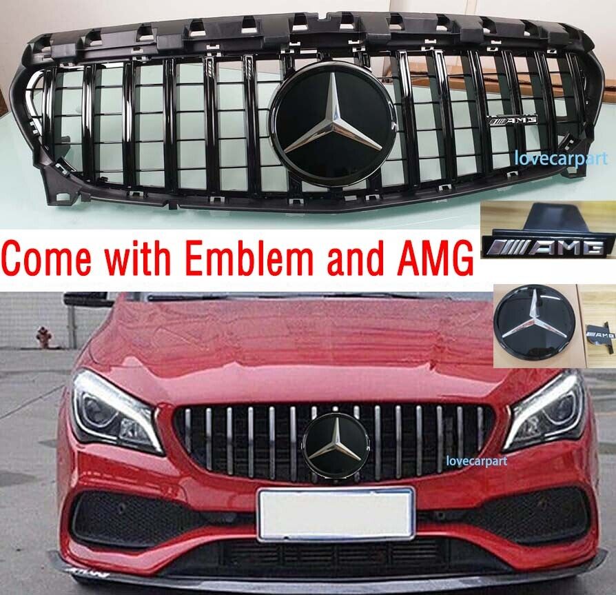 For Mercedes Benz W117 CLA250 CLA45 Grill 2013-2019 Grille W/Emblem&AMG Black