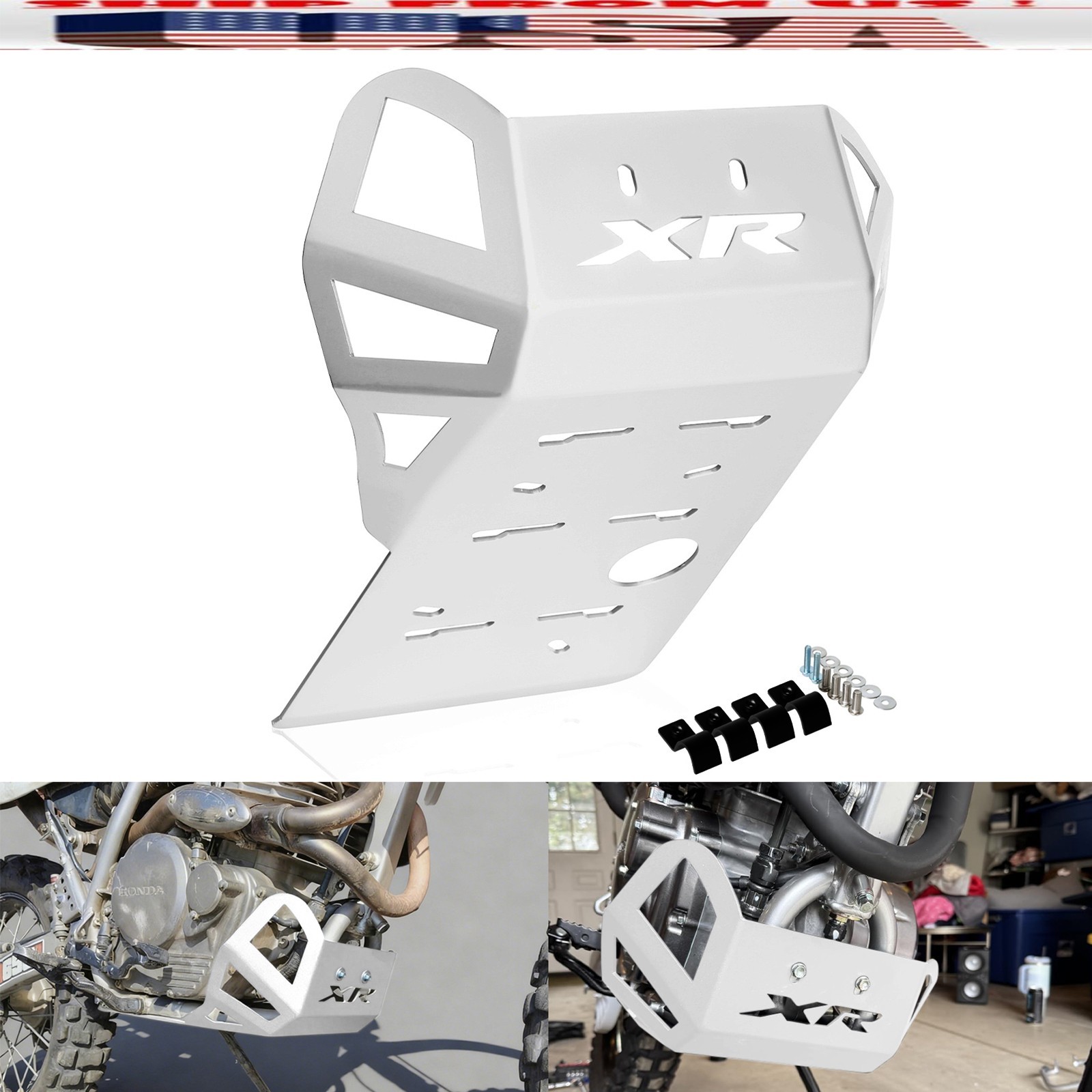 For Honda XR650L 1993-2025 XR600R 1989-2000 US SILVER Skid Plate Cover Guard
