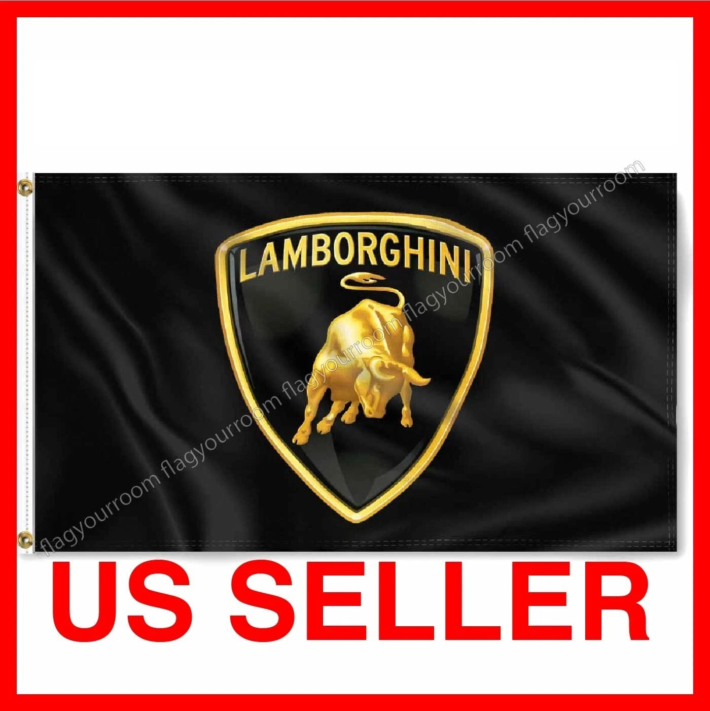 Lamborghini Flag 2x3,3x5 FT Car Logo Flag  Racing Car Garage Wall Decor Sign