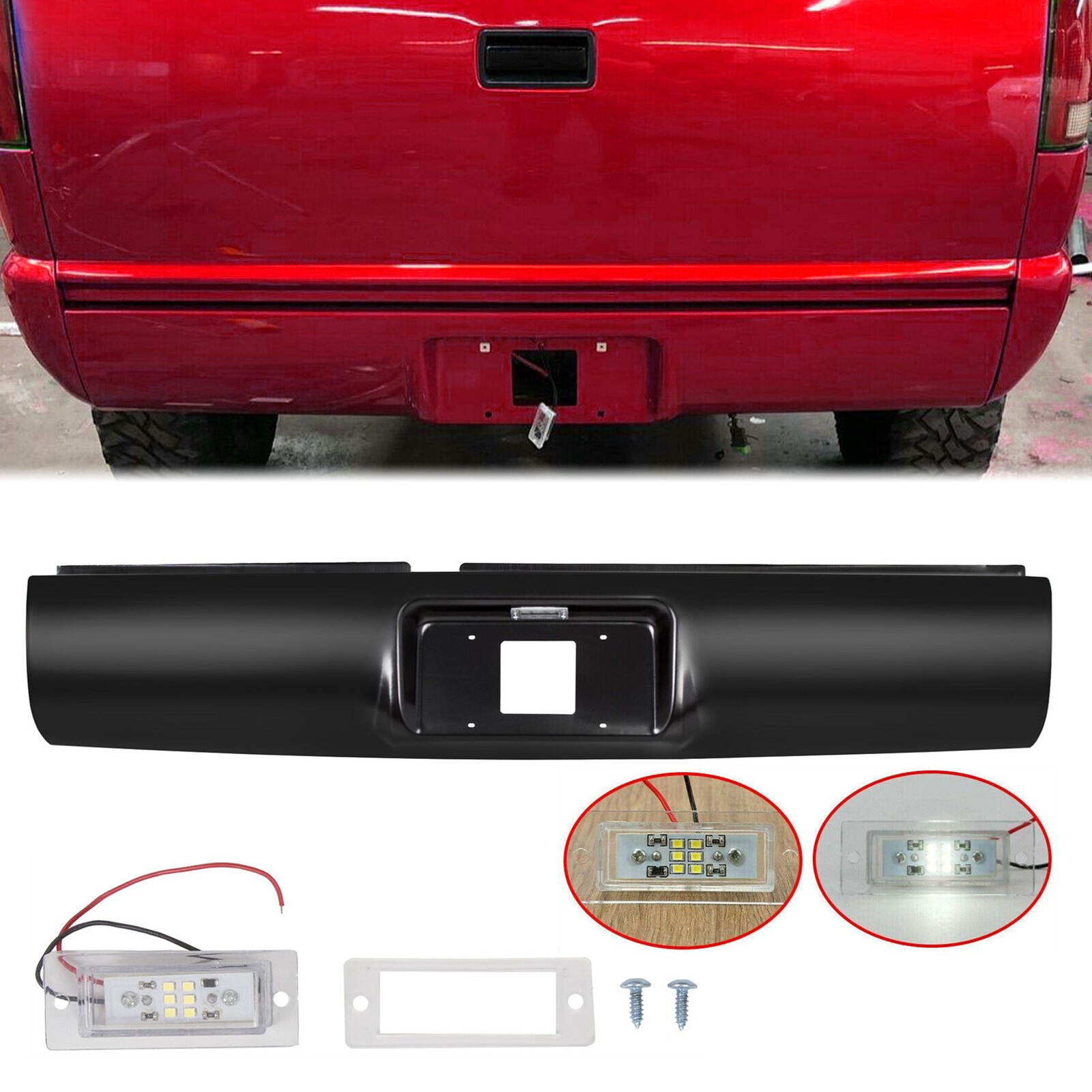 Rear Bumper Roll Pan w/ License Light For Chevy GMC S10 Sonoma Fleetside 1994-03 Rear Bumper Roll Pan w/ License Light For Chevy GMC S10 Sonoma Fleetside 1994-03