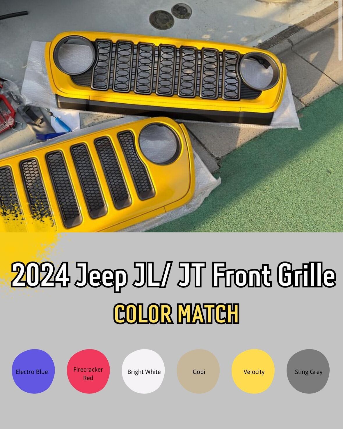 Jeep Wrangler 2024 Front Grille painted 2018-2023 JL/JT upgrade