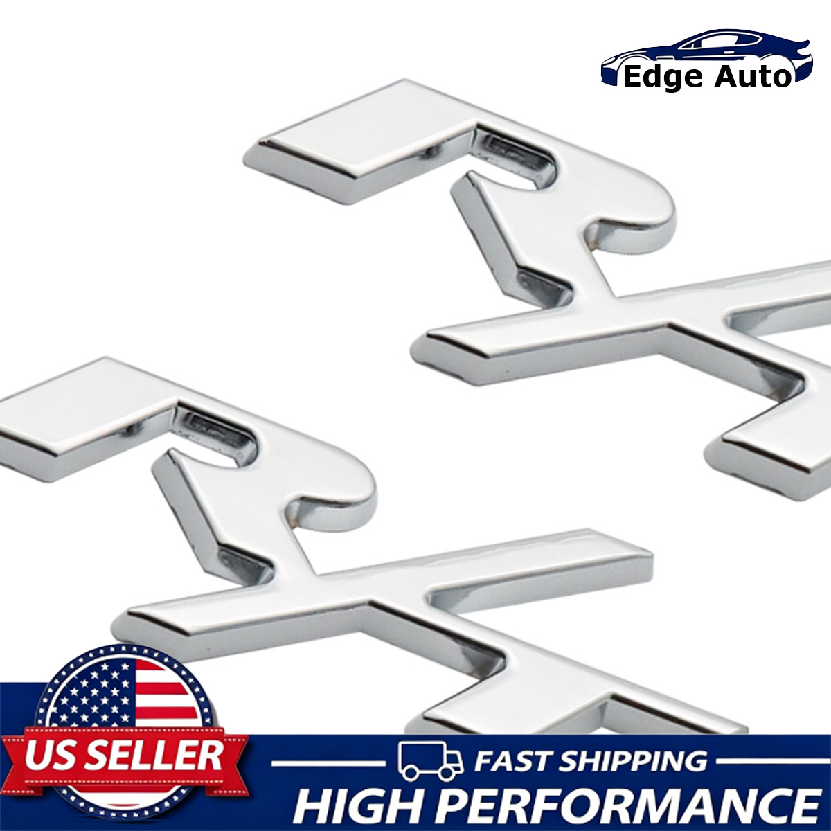 2Pcs For RT R/T Emblem Side Fender Chrome Letter Badge 3D Nameplate Decal
