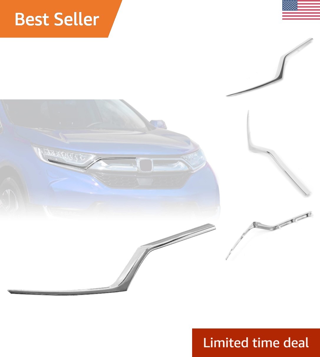 Factory Style Chrome Headlight Molding for 2017-2019 Honda CR-V - Right Side Fit
