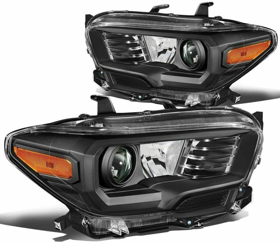 For 16-21 Toyota Tacoma Black Projector Headlight Lamp DRL W / O LED Left+Right