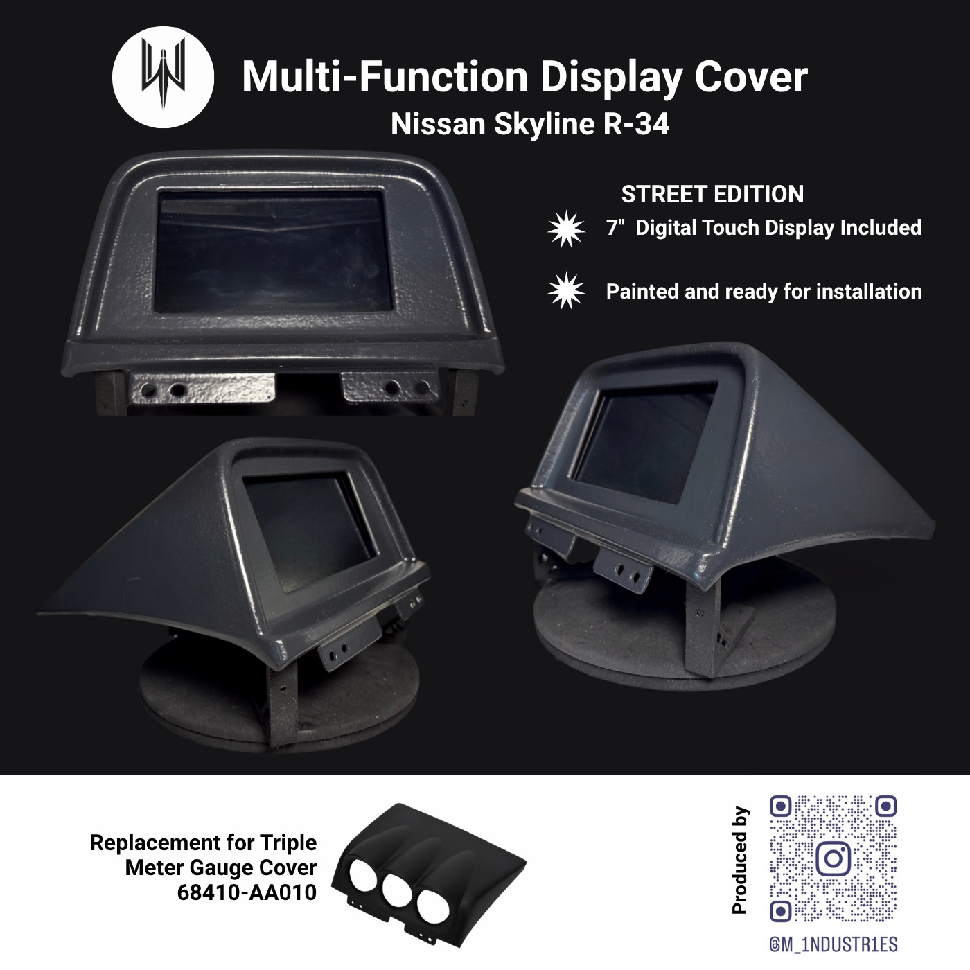 Nissan Skyline R34 GTT GTR MFD Cover Bezel – STREET EDITION + Touch Display