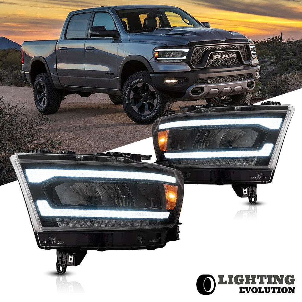 Full LED Reflector Headlights For 2019-2023 Dodge RAM 1500 Sequential VLAND Set
