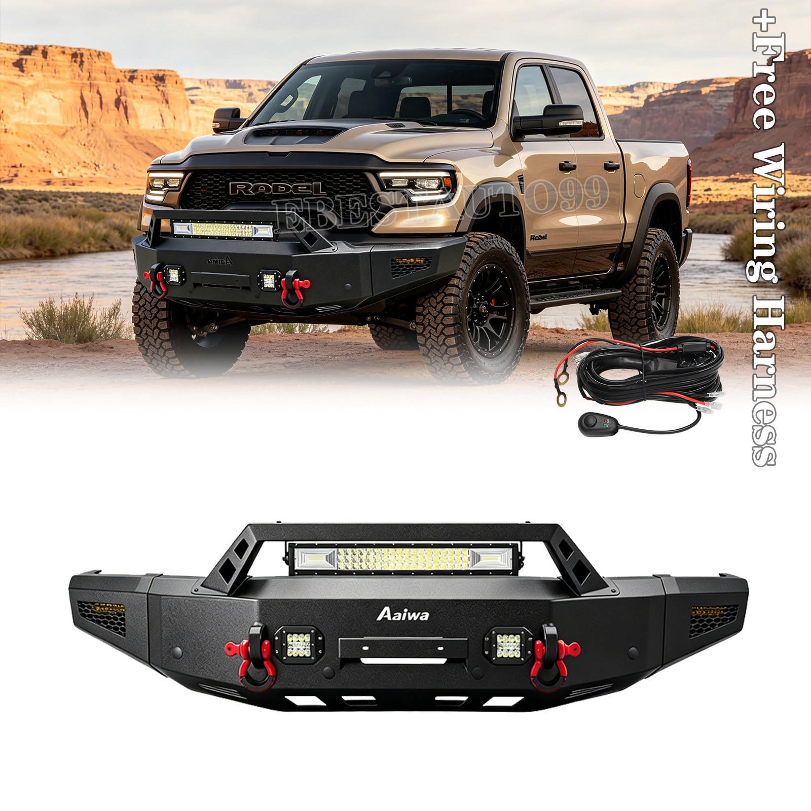 Aaiwa For 2019-2020-2021-2022-2023-2024 Dodge Ram 1500 Front Bumper Rear Bumper