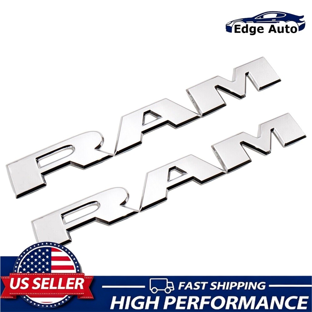 2x Chrome 2019-2023 Front Door Side Letters Emblems For RAM 1500 2500 3500 Badge