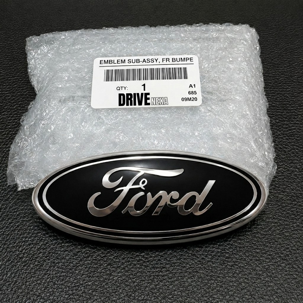Ford 7 Inch Black Chrome Oval Emblem Pair Front Grille Rear Tailgate Badge Logo