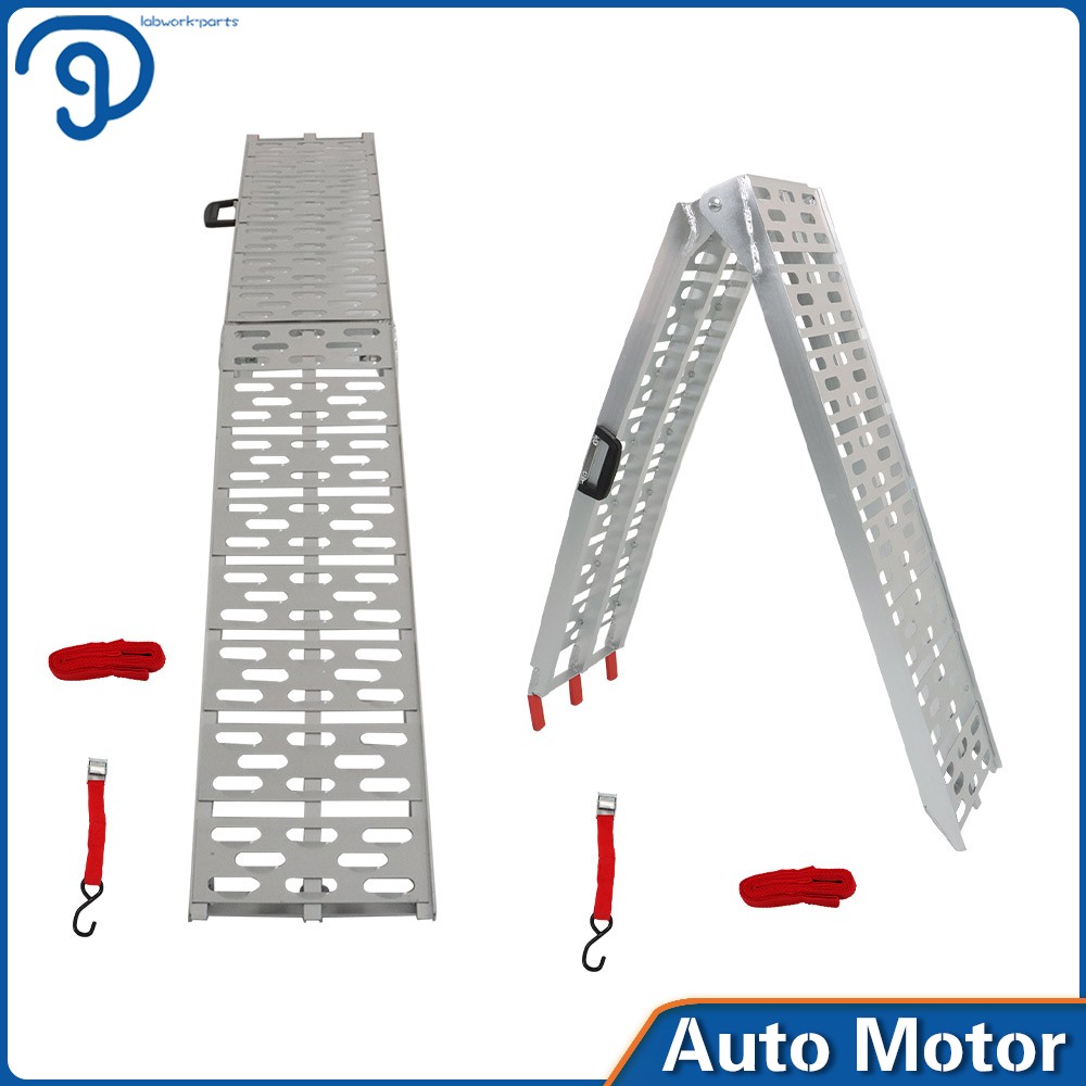 2pcs ATV UTV 7.5' Aluminum Folding Loading Ramps For Truck Motorcycle Lawn Mower