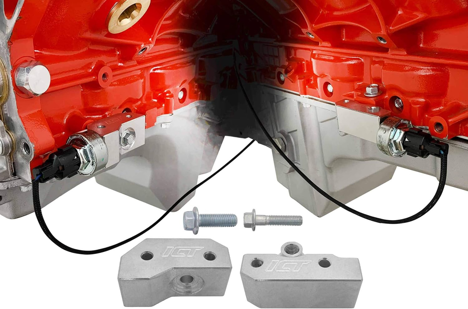 LS Gen III Knock Sensor Relocation Brackets Billet Aluminum Compatible with GM