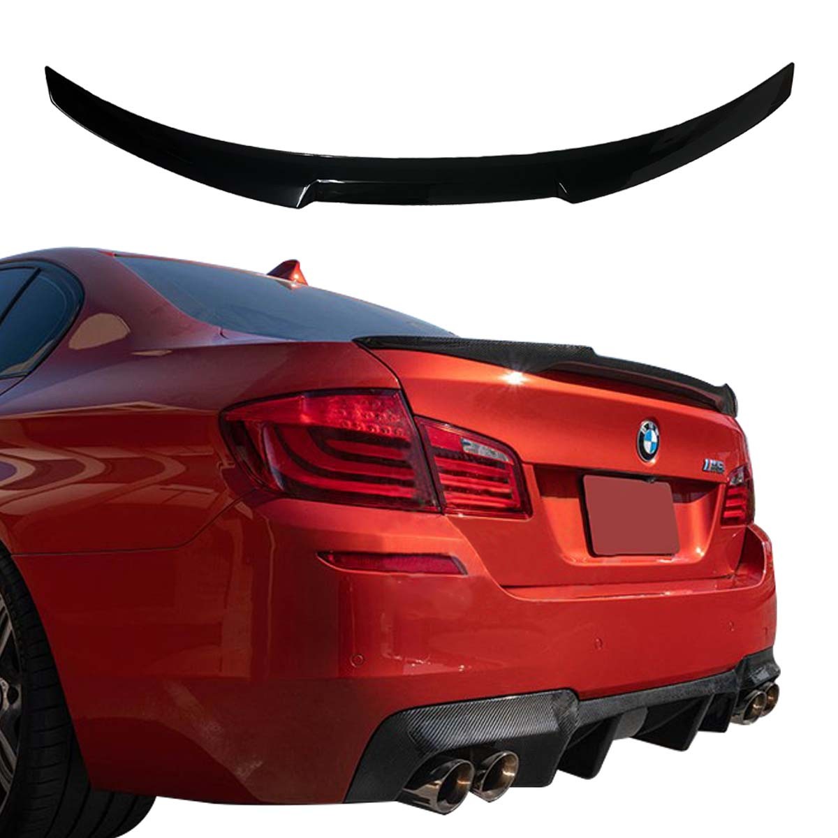 Fit 2011-16 BMW F10 5-Series Sedan Gloss Black M4 Style Rear Trunk Spoiler Wing Fit 2011-16 BMW F10 5-Series Sedan Gloss Black M4 Style Rear Trunk Spoiler Wing