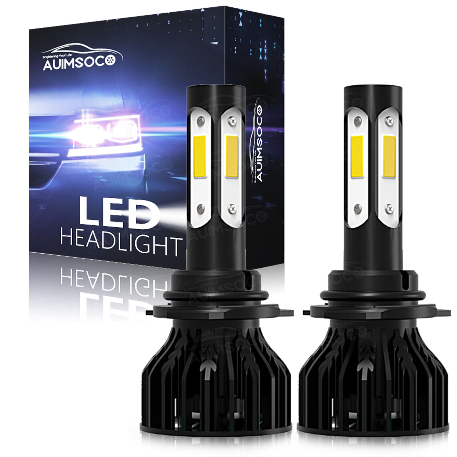 4-Side 9006 LED Bulbs Headlight High Beam Bulbs Kit Super White Bright Lamps HB4