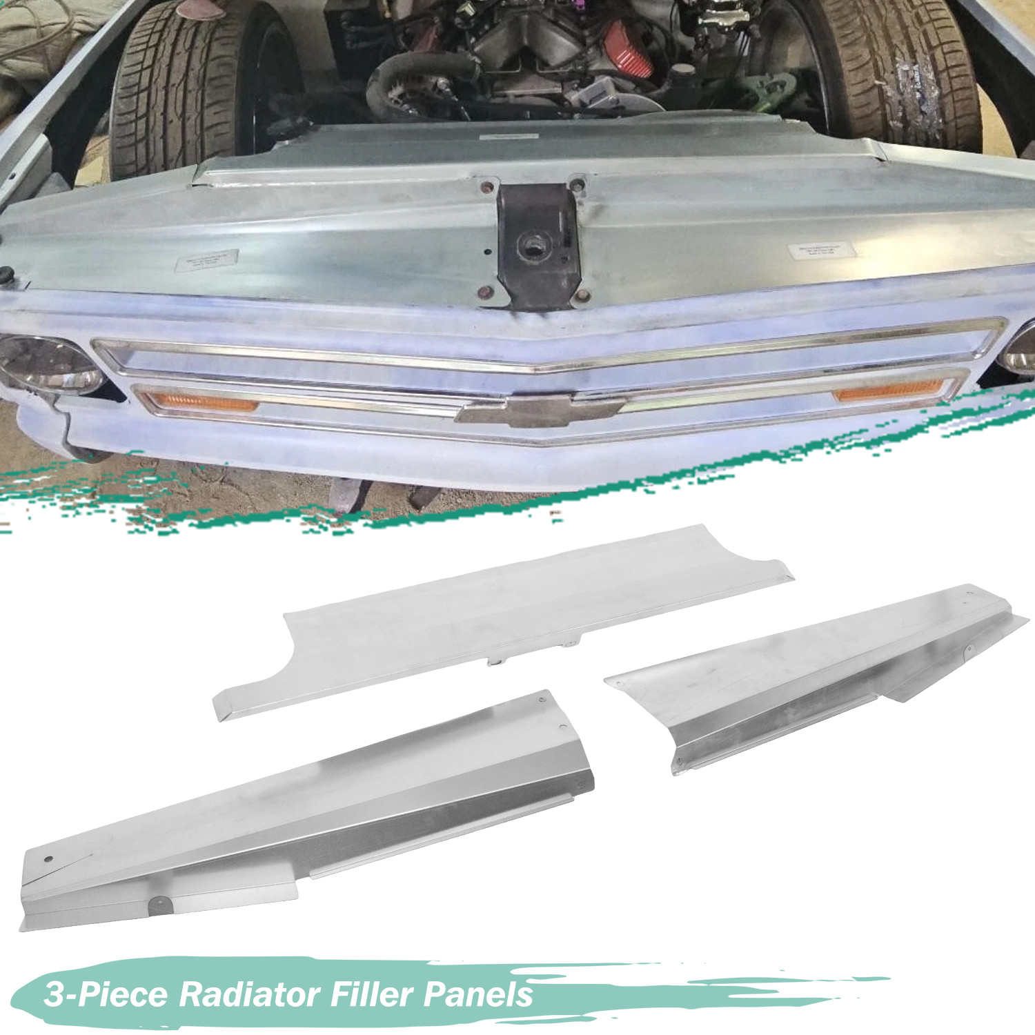 For 1969-1972 Chevy/GMC C10 Radiator Filler Panels Smooth Steel 3-Piece Kit New For 1969-1972 Chevy/GMC C10 Radiator Filler Panels Smooth Steel 3-Piece Kit New