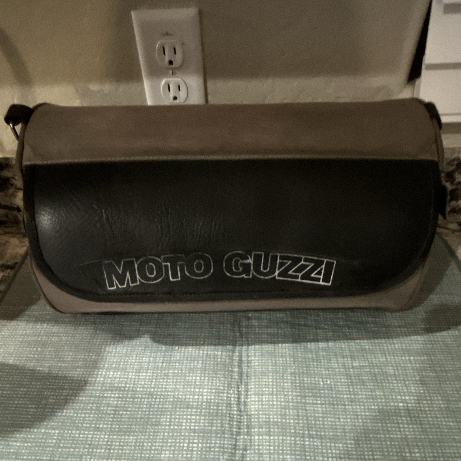 Moto Guzzi Leather Motorcycle Bag Black Brown Saddle Bag