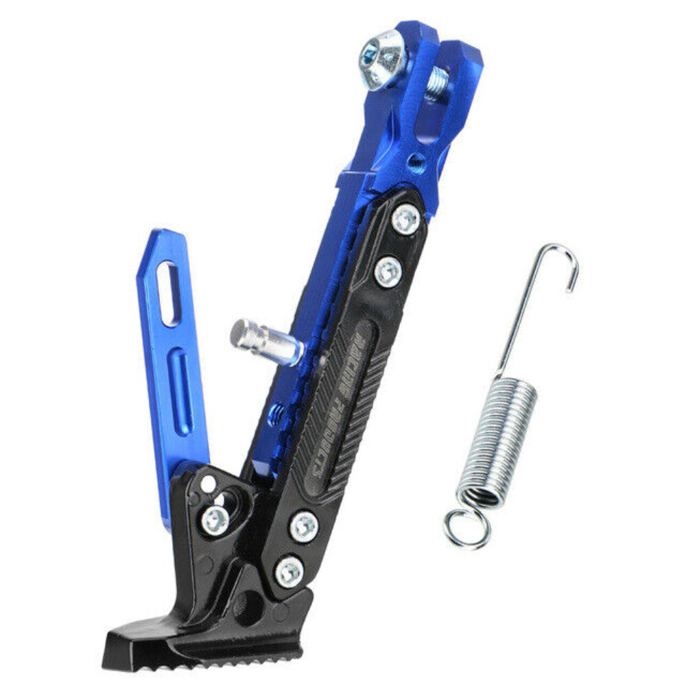 CNC Aluminum Adjustable Motorcycle Kickstand Side Stand Support 165-235mm Blue