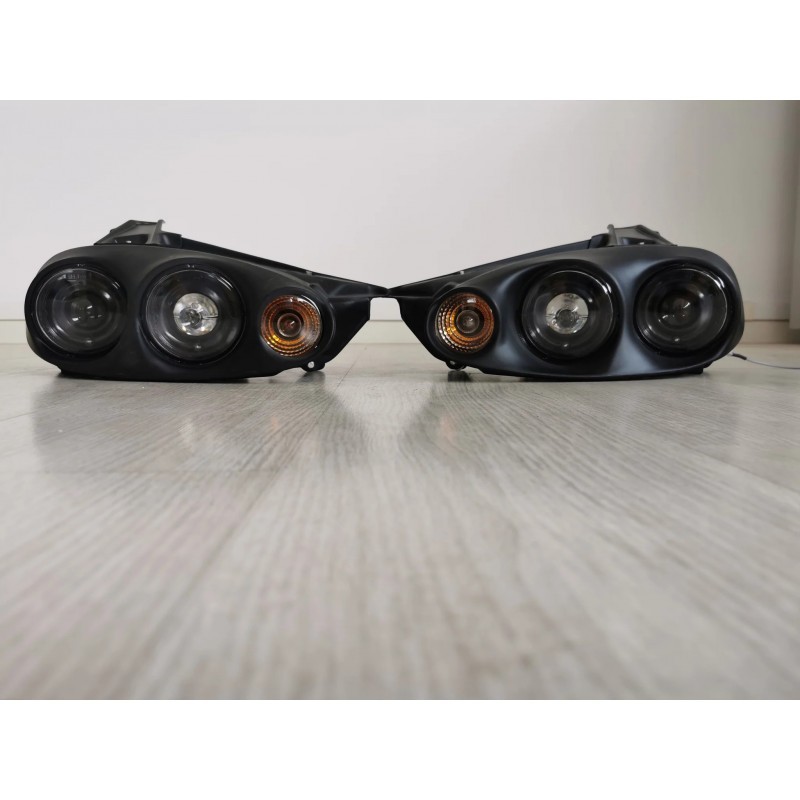 Euro Morette dual round projector headlights Mazda MX-5 Miata NB LHD Dark OEM