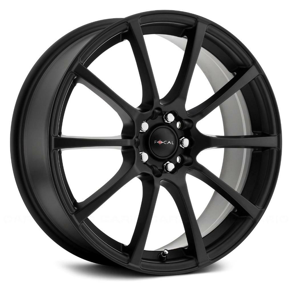 18 inch 18x8 Focal 448SB F-20 Satin Black wheels rims 5x4.5 5x114.3 +40