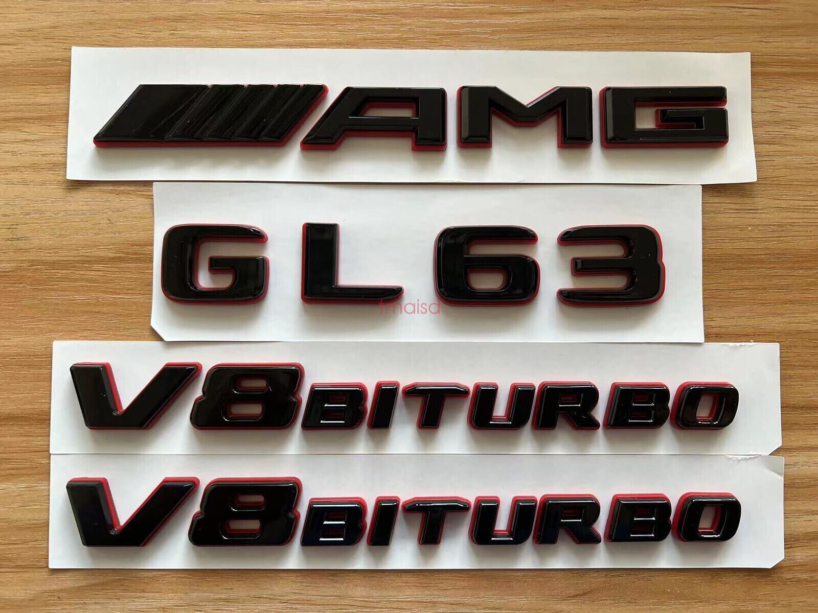 Black RED GL63 AMG V8 BITURBO Emblem Badge Sticker Set For Mercedes Benz