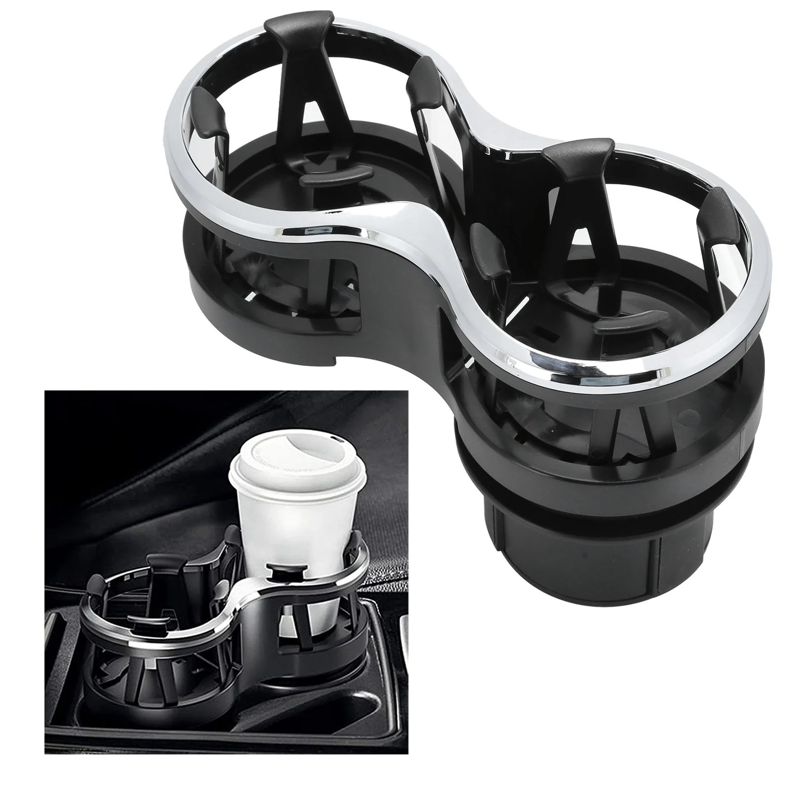 Chrome Dual Cup Holder Car Truck Mount Drink Universal Coffee Bottle Expander