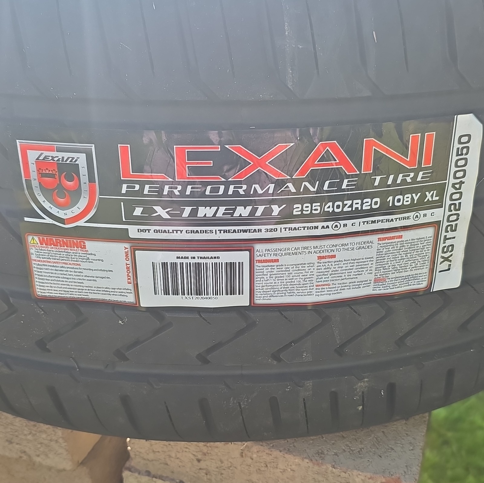 (QTY 4) 295/40ZR20 Lexani LX-Twenty 108Y XL Black Wall Tires (QTY 4) 295/40ZR20 Lexani LX-Twenty 108Y XL Black Wall Tires