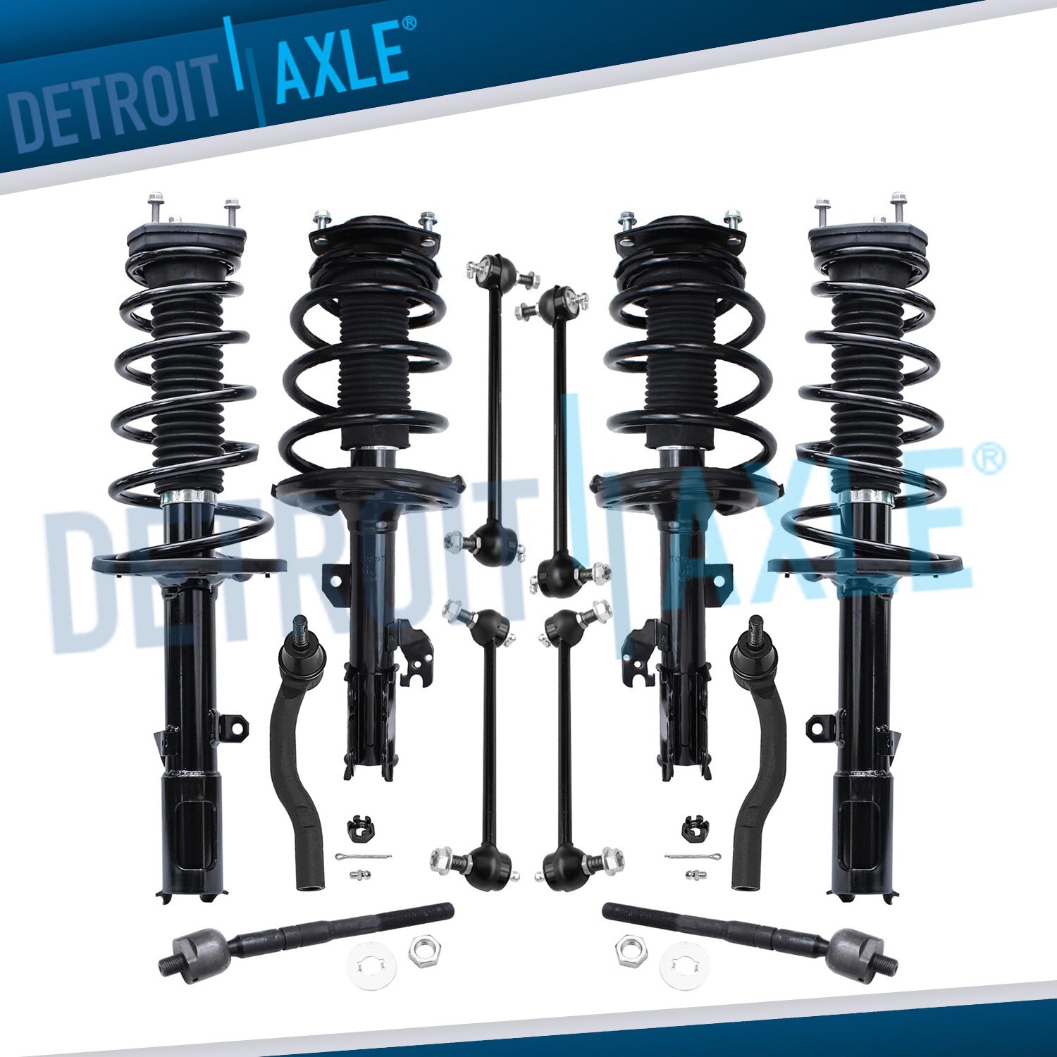 12pc Front Rear Struts Coil Spring Tie Rod Sway Bar for 2007 - 2011 Toyota Camry