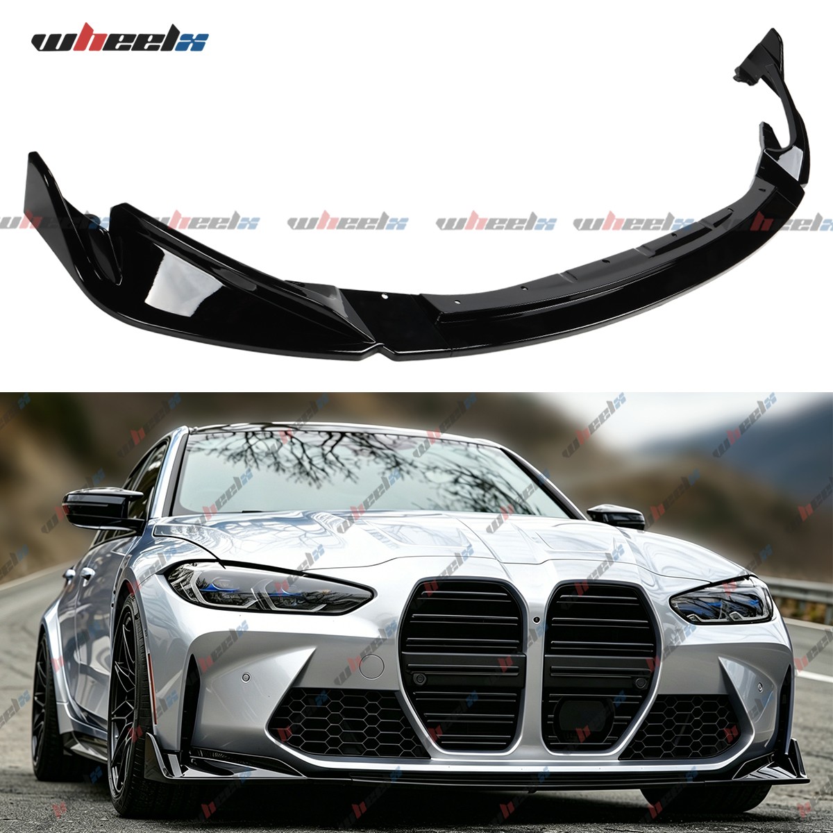 Gloss Black 3PC For BMW G80 M3 G82 G83 M4 2021-27 Front Bumper Lip Kit V2 Style